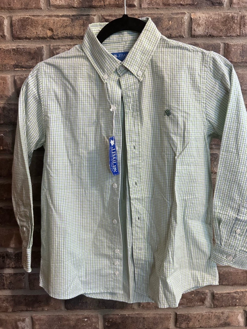 The Bailey Boys/JBailey Light Green and blue plaid Button-Down Shirt